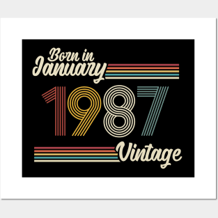 Vintage Born in January 1987 Posters and Art